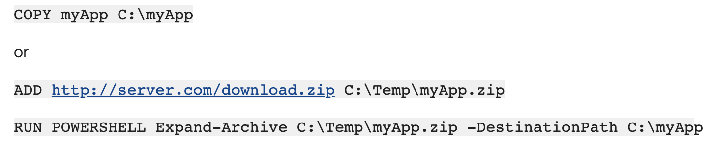 Screenshot for COPY and ADD
