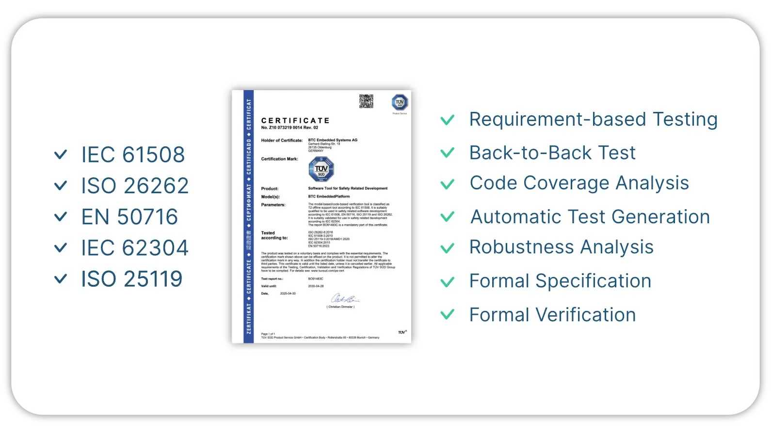 German TÜV Süd certifies BTC EmbeddedPlatform 24.3